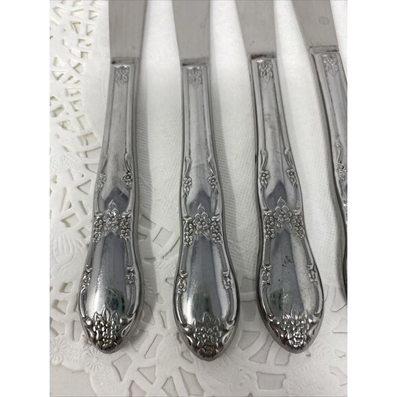 Lot of 6 Oneida FENWAY Dream Glossy Stainless Dinner Knives Wm A Rogers Vintage - Picture 2 of 6